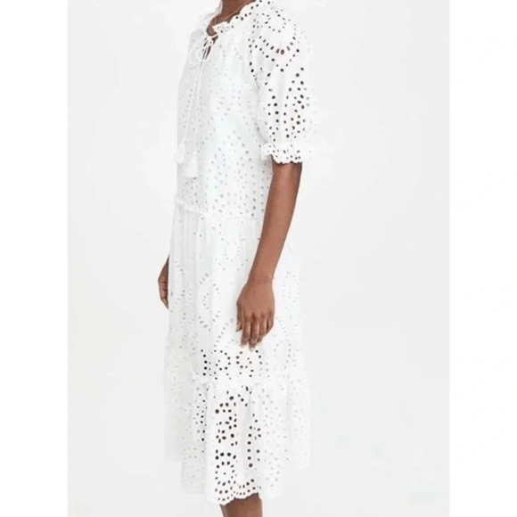 OPT Anthropologie One Pretty Time White Cotton Eyelet Midi Dress Size Small - Picture 12 of 13